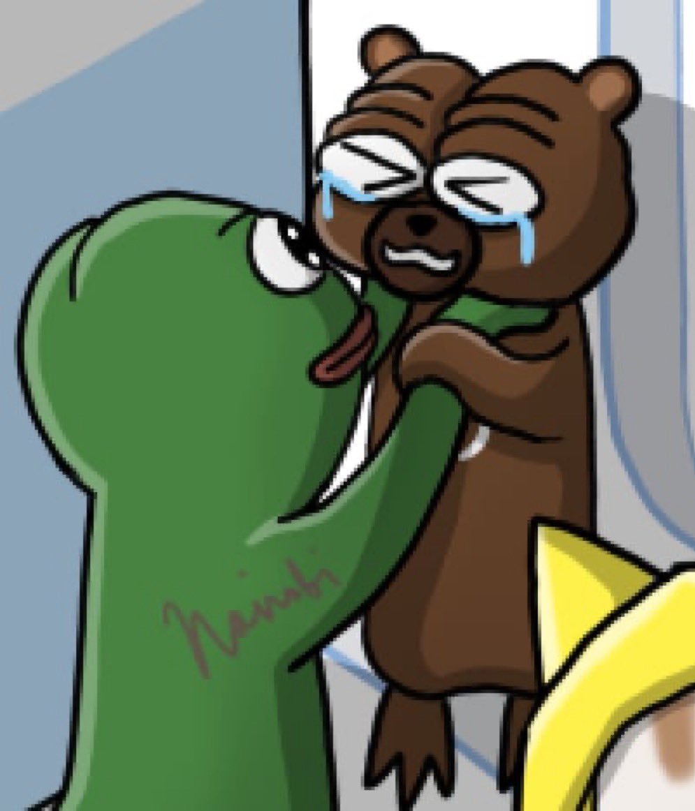 Wastacio hugging a crying brown bear.
